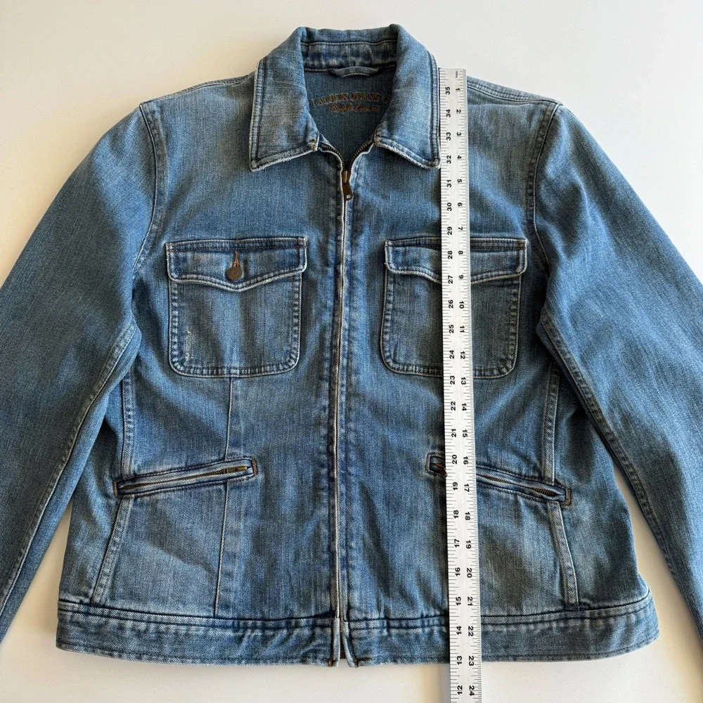 Ralph Lauren Jeans Co Zip‎ Front Denim Medium Wash Trucker Jacket XL - Picture 8 of 8